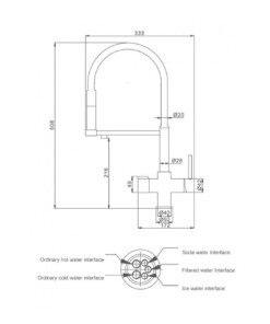 Kitchen faucet DE LUXE 3 in 1 GLAZED